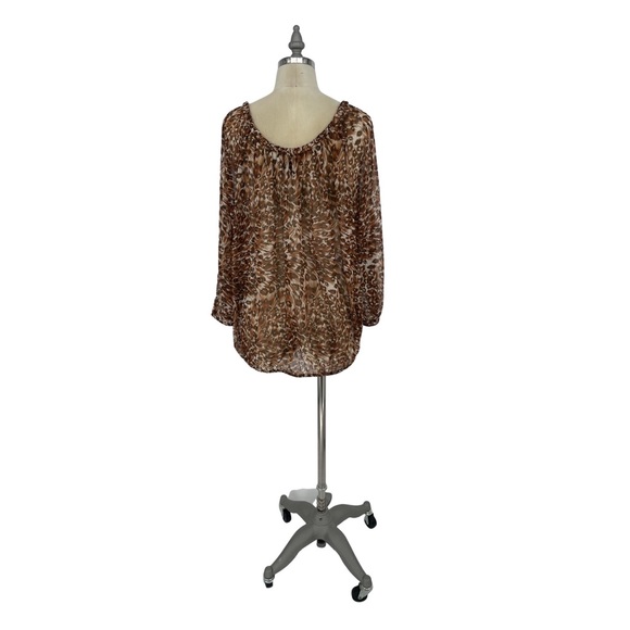 Lucky Brand Tops - NWOT Lucky‎ Brand | Animal Print Sheer Long Sleeve Blouse Top - Size XL